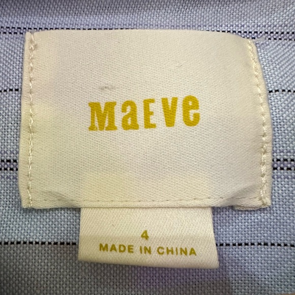 Anthropologie Maeve Benna Top - Blue Pin Stripe Peplum Button Down Shirt - Picture 6 of 10